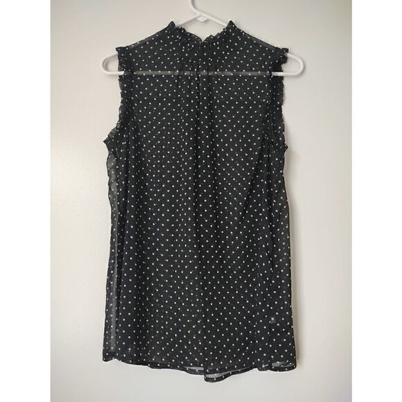 Who What Wear Tops - Who What Wear Women's Size Small Black White Polka Dot Sleeveless Sheer Blouse